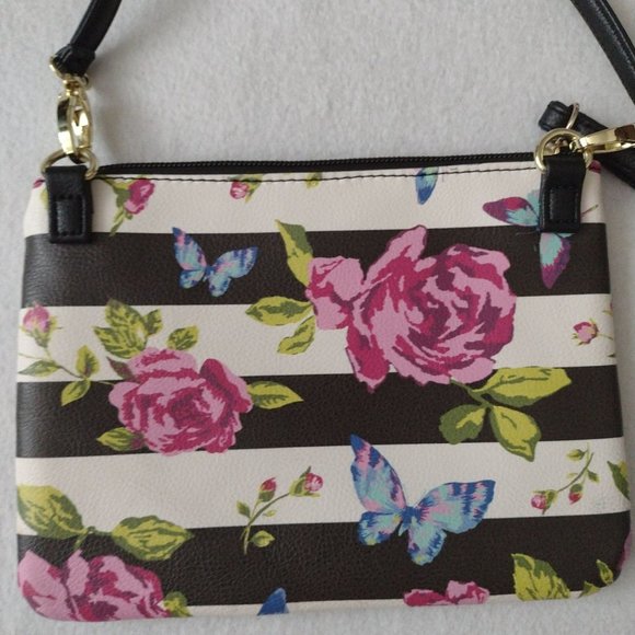 Betsey Johnson Floral Stripe Convertible Purse - Picture 5 of 7
